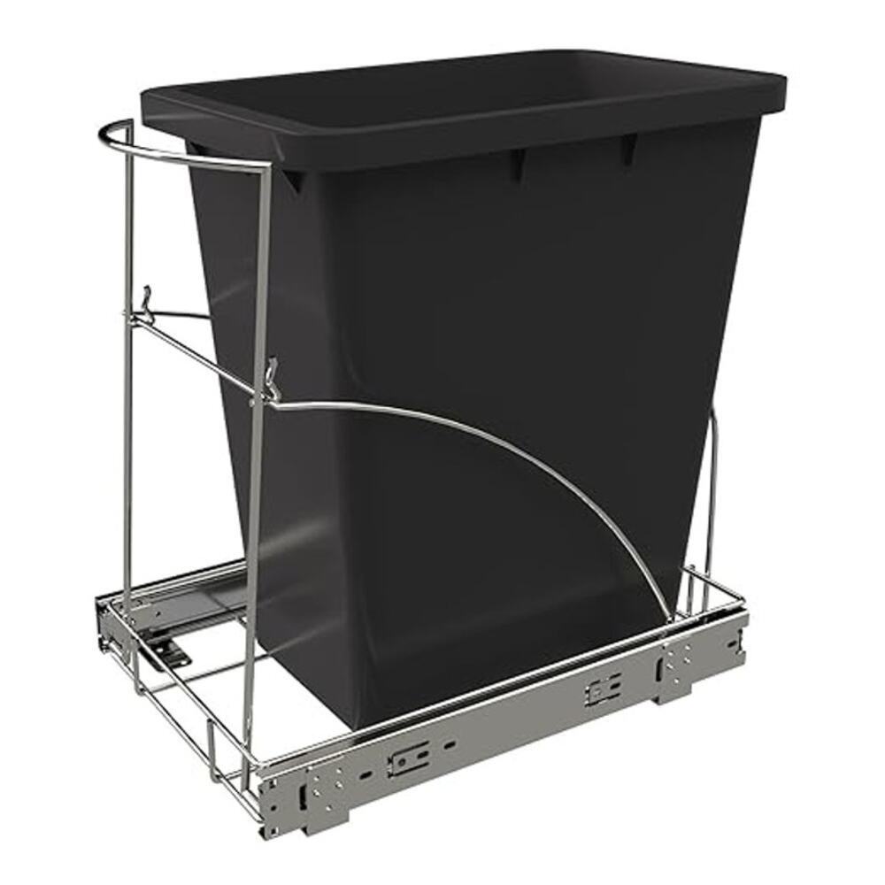 Pull Out Trash Can Organizer Under Cabinet Sink Chrome Sliding Rack No Bin